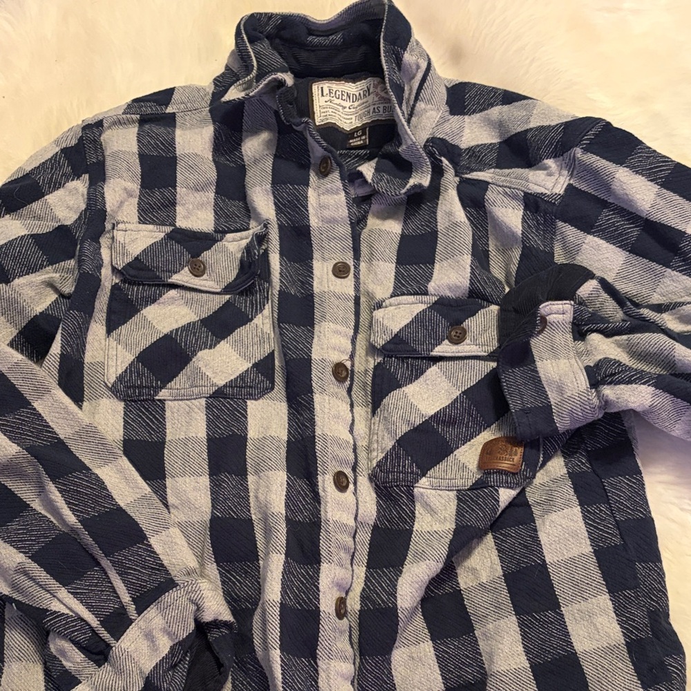 Men's Blue Plaid long sleeve Shirt size large - Picture 2 of 9